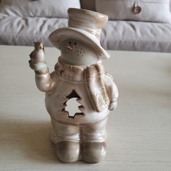 Adorable Snowman Xmas Tree Tealight Candle Holder - Picture 1 of 4
